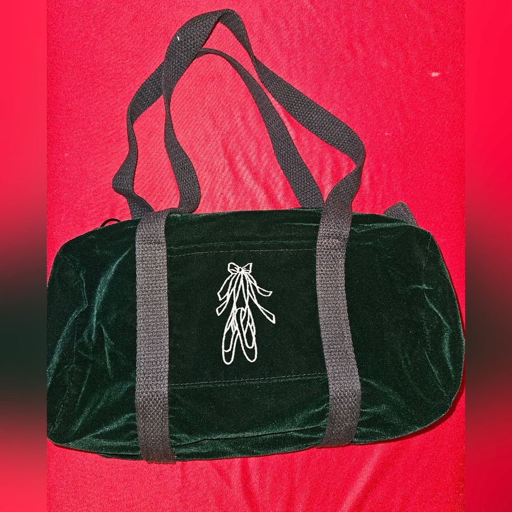 New Soft Velvety Forest Green Dance Bag Approx 14x10"